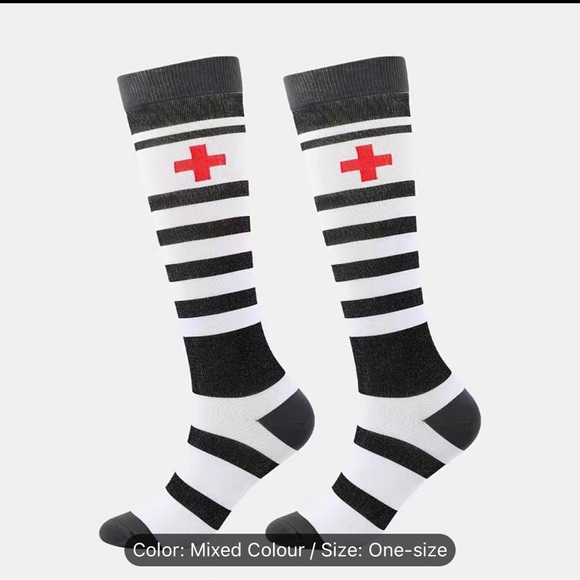5 Pairs Medical Novelty Pattern Compression Knee High Socks - Picture 6 of 9